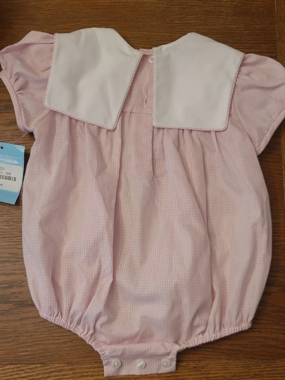 Anavini Pink Thanksgiving Gingham Bubble Romper with Embroidered Turkeys